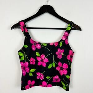 Catalina Black and Pink Floral Swim Top